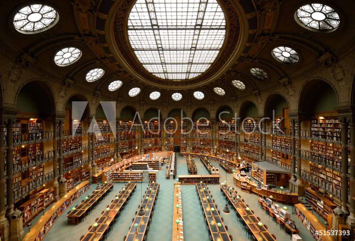 Image de Room of the library decorated in the old style